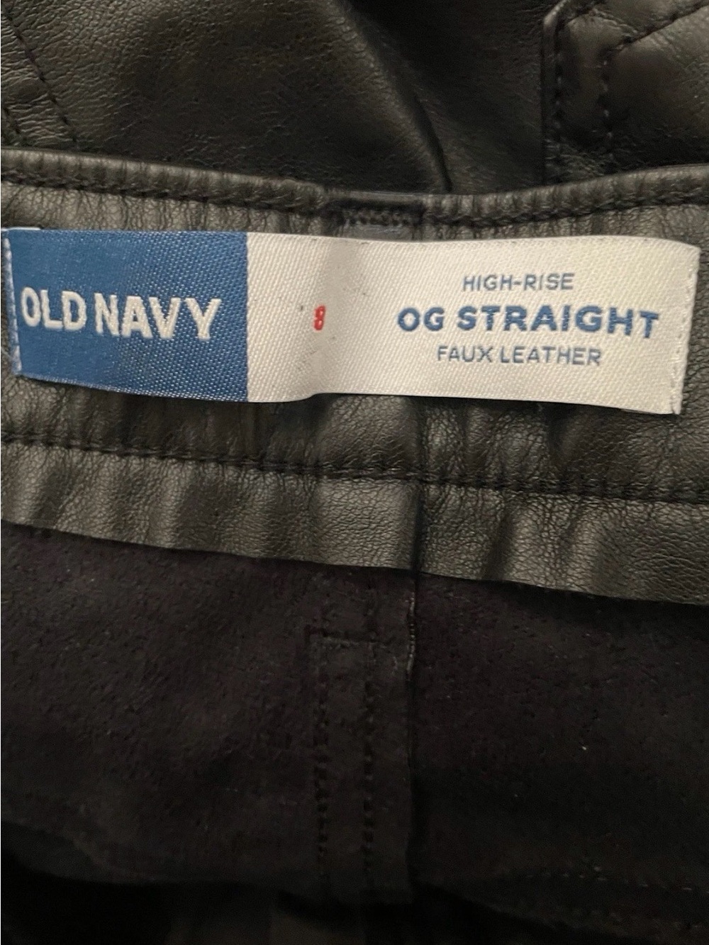 OLD NAVY High-Rise OG Straight Black FAUX LEATHER JEANS Size 8 - Picture 2 of 5